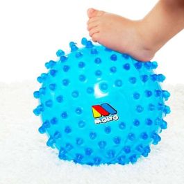 Bola sensorial 20 cm azul. con colores y textura suave para la diversión y aprendizaje de los bebes.