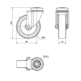 Ruedas Alex Rueda Giratoria Goma Gris Carga Máx 60 kg Ø 8 cm