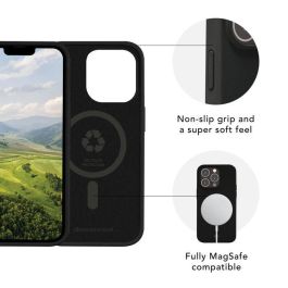 dbramante1928 Monaco iPhone 14 Max Night Black - Funda protectora de silicona reciclada MagSafe