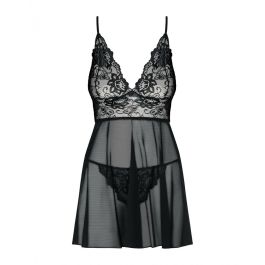 Picardías y Tanga Imperia (L/XL) Obsessive Idillia babydoll Negro