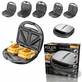 Adler AD 3040 Sandwichera Multifunción 5 en 1 con 5 Placas Intercambiables (Sandwich, Gofres, Grill) 1200W