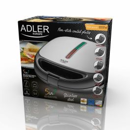 Adler AD 3040 Sandwichera Multifunción 5 en 1 con 5 Placas Intercambiables (Sandwich, Gofres, Grill) 1200W