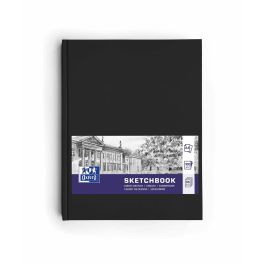 Oxford Cuaderno Cosido Esbozo Artbook 96H A4 Liso 100 gr Papel Color Crema Tapa Extradura Negro