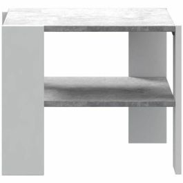 Mesa de centro PILVI con 2 bandejas - Estilo contemporáneo - Partículas de melamina - Decoración blanca y hormigón claro - L 55 x P 55 x H 45 cm