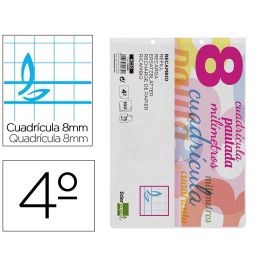 Recambio Liderpapel Cuarto Apaisado Pautaguia 100 Hojas 75 gr Cuadriculado Pautado 8 mm Con Margen 2 Taladros