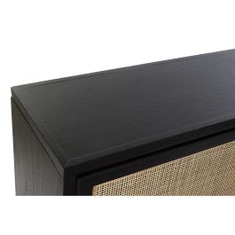 DKD Home Decor Aparador Balines Negro Natural 110 x 30 x 100 cm (Paulownia, MDF, Ratán)