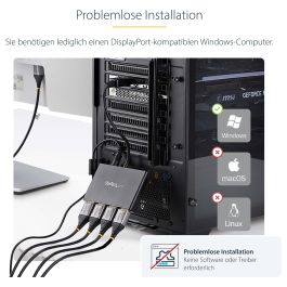 StarTech MST HUB - Adaptador de 4 Puertos DisplayPort 1.2, 4x DisplayPort 1080p, Windows, Negro