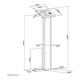 Neomounts FL15-750WH1 Soporte de suelo para tablets 9.7-11" - bloqueable, Blanco, Acero, Piso, Cerradura para puerta corredera con pulsador