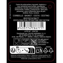 Inde Cesta para Pan Oval de PP Rattan 18 cm x 13 cm x 8.2 cm