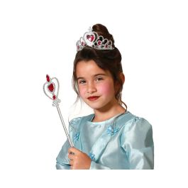 Tiara Plateada Con Corazones Y Varita Roja Para Princesa Infantil - Set de Disfraz Elegante Precio: 1.49999949. SKU: B15GASPP8M