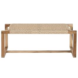 DKD Home Decor Descalzadora Boho de Teca y Fibra Marrón 120 x 40 x 45 cm