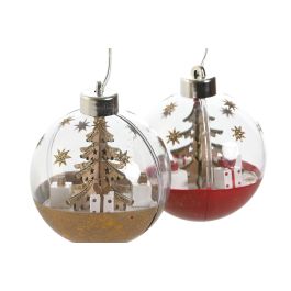 DKD Home Decor Decoracion Colgante Navidad Tradicional Rojo Dorado 8 x 8 x 8 cm (12 Unidades)