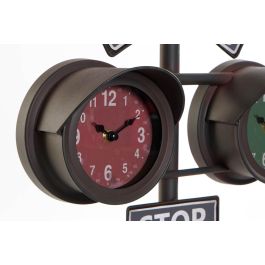 DKD Home Decor Reloj de Sobremesa Vintage Negro con Diseño Semáforo. Fabricado en Hierro y Cristal. Dimensiones: 22x52x36 cm