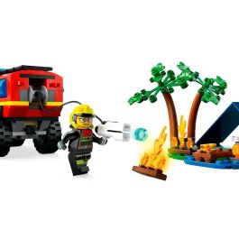 LEGO 60412 City Camión de Bomberos 4x4 y Bote Salvavidas, Juguete con Barco, Remolque y Minifiguras