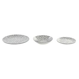 DKD Home Decor Vajilla Oriental Gris Claro Porcelana 27x27x2 cm Set 18 Piezas