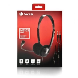 NGS MS103MAX Auriculares con Micrófono, Jack 3.5mm, Negro