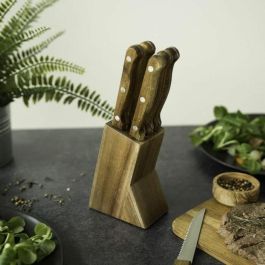 Livoo MEC133 LIV3523930097829 - Juego de 6 Cuchillos de Carne de 11 cm Acero Inoxidable y Mango de Madera de Acacia