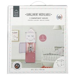 Home Deco Kids Estantería Modular 3 Cubos Rosa para Niños con Puerta y Triángulo Decorativo