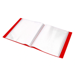 Liderpapel Carpeta Personalizable 100 Fundas Polipropileno DIN A4 Rojo Translucido con Cajetín