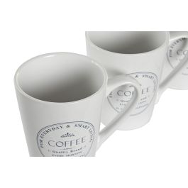 DKD Home Decor Set de 4 Tazas Blanco Gres y Metal 14 x 31 x 14 cm 300ml