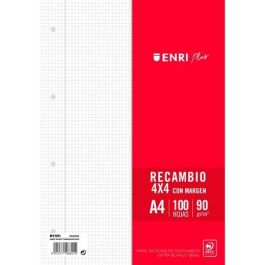 Enri Recambio Plus 100H A4 90 gr 4x4 C-Margen 4 Taladros Blanco Precio: 1.79000019. SKU: B15VC4XWVB
