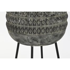 DKD Home Decor Macetero Alpino de Metal Gris Negro 32x84x32 cm Set de 2 Unidades