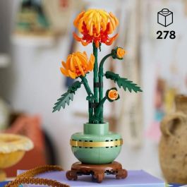 LEGO 10368 Crisantemo Icons, Set de Construcción Floral para Adultos, réplica detallada con flores naranjas articuladas y maceta