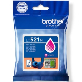Brother LC521M Cartucho de Tinta Original Magenta, Rendimiento 500 Páginas, para DCP-J1260W DCP-J1310DW DCP-J1360DW