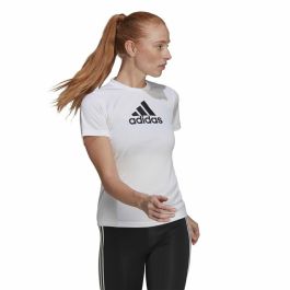 Camiseta de Manga Corta Mujer Adidas Primeblue D2M Logo Sport Blanco