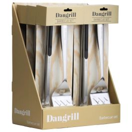 Dangrill Set Espátula y Pinzas BBQ Acero Inoxidable con Abridor, Medidas 45.3x9 cm y 40.5x3.3 cm