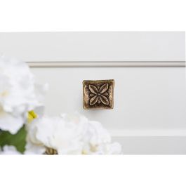 Rei Pomos Metálicos para Mueble Mod.1119 - Blister 4 Unidades, Acabado Cuero Viejo, Metal Zamak, 33x33mm