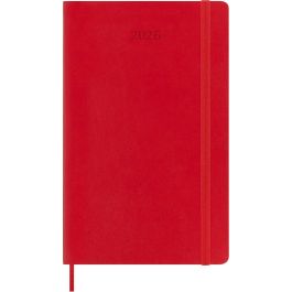 Moleskine DSF212DC3Y26 Agenda Diaria 2026, 12 Meses, Tapa Blanda Roja, Tamaño L (13x21 cm) con Goma Elástica