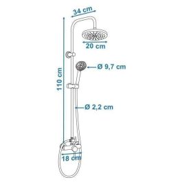 ROUSSEAU Columna de ducha con grifo monomando mecánico Timaru cromo ROUSSEAU Columna de ducha con grifo monomando mecánico Timaru cromo