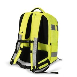 Dicota Mochila Hi-Vis 32-38L Ampliable Amarilla Seguridad Trabajo Exterior EN ISO 20471 TPU 600D rPET Impermeable