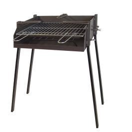 El Zorro Barbacoa cuadrada con soporte para paella 50x75cm, hierro pintado, parrilla cincada, apta leña y carbón