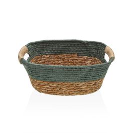 Cesta con asas verde S Versa 20x12x27 cm - Alga y papel (2 Unidades)