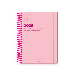Antartik Agenda Manifest Día Página A5+ 2026 Rosa Papel 80g FSC