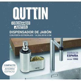 Quttin Portaestropajos con Dispensador, 6.4 cm Ancho x 18.4 cm Alto x 14.8 cm Largo (12 Unidades)