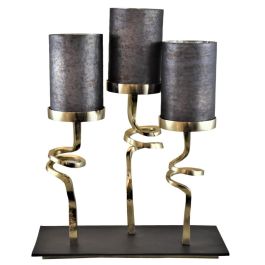 DKD Home Decor Portavela de Cristal y Aluminio Gris Dorado para 3 velas 47 x 37 x 16 cm Colección Leith Precio: 126.89000049. SKU: S3040244