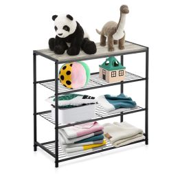 Confortime Estanteria 4 Niveles Metal-Madera Negra 32 x 65 x 8 cm