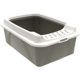 Rotho Mypet Bandeja Sanitaria Gatos Bonnie Eco para Razas Grandes, Bajo, Borde Alto, Antisalpicaduras, Fácil Limpieza Blanco Cappuccino