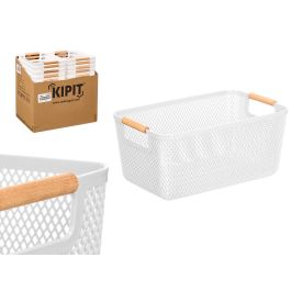 Kipit Cesta de Plástico Blanca con Asa de Bambú, 32 x 20.5 cm (Set de 24) Precio: 53.78999945. SKU: B124GXKEPF