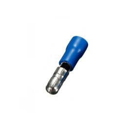 Terminal preaislado de punta macho 4 mm, bolsa de 100 ud, acero, color metálico/azul