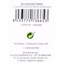 Confortime Estantería 3 Niveles Metal 52 x 34 x 55 cm (2 Unidades)