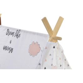 DKD Home Decor Tipi Infantil 110 x 106 x 110 cm Algodon y Madera con Estampado de Unicornio