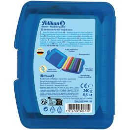 Pelikan Creaplast Pasta de modelar, Multicolor, 10 Colores, 240g, para niños, en estuche azul, 14 piezas