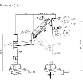 Digitus Soporte para Monitor 57" 27 kg Ajustable en Altura Blanco