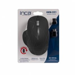 INCA IWM-551 Ratón Inalámbrico 1600 DPI, con Batería Recargable USB-C, Color Negro