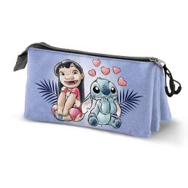 Estuche portatodo triple lilo y stitch couple 23 x8 x11 cm