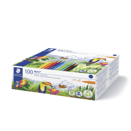 Staedtler Rotulador Noris 326 School Pack 100 Unidades Colores Surtidos Punta Fina Tinta Antiseado Cuerpo Reciclado